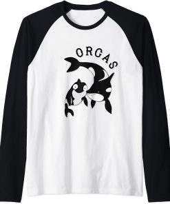 Orcas killer Whales Jumping Over Ocean Waves T-shirt Raglan Baseball Tee