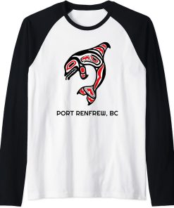 Port Renfrew, BC Native American Orca Killer Whale Gift Raglan Baseball Tee