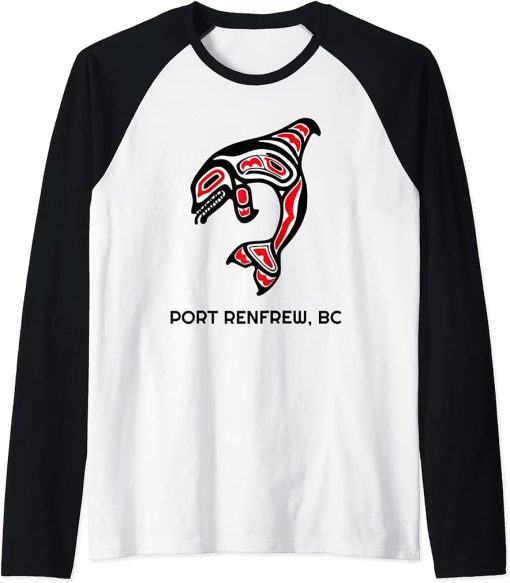 Port Renfrew, BC Native American Orca Killer Whale Gift Raglan Baseball Tee