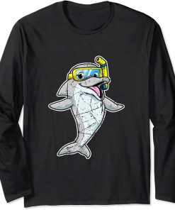 Men Women Cool Dolphin Snorkel Whale Cute Orca Dolphins Long Sleeve T-Shirt