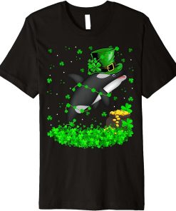 Irish Shamrock Leprechaun Orca Fish St. Patrick"s Day Premium T-Shirt