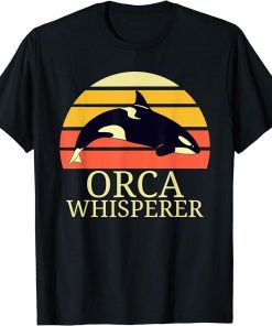 Vintage Orca Whisperer Retro Sunset Funny Orca Killer Whale T-Shirt