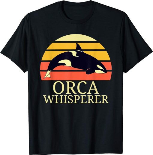 Vintage Orca Whisperer Retro Sunset Funny Orca Killer Whale T-Shirt