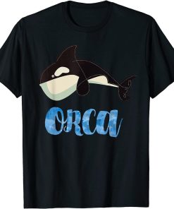 Cartoon Orca Whale Funny Beach Art Graphic T-Shirt