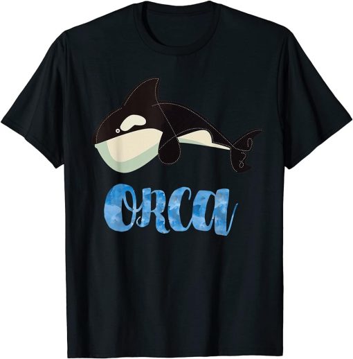 Cartoon Orca Whale Funny Beach Art Graphic T-Shirt