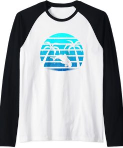 Hawaii Tropical Summer Vacation Exotic Nature Retro Orca Raglan Baseball Tee